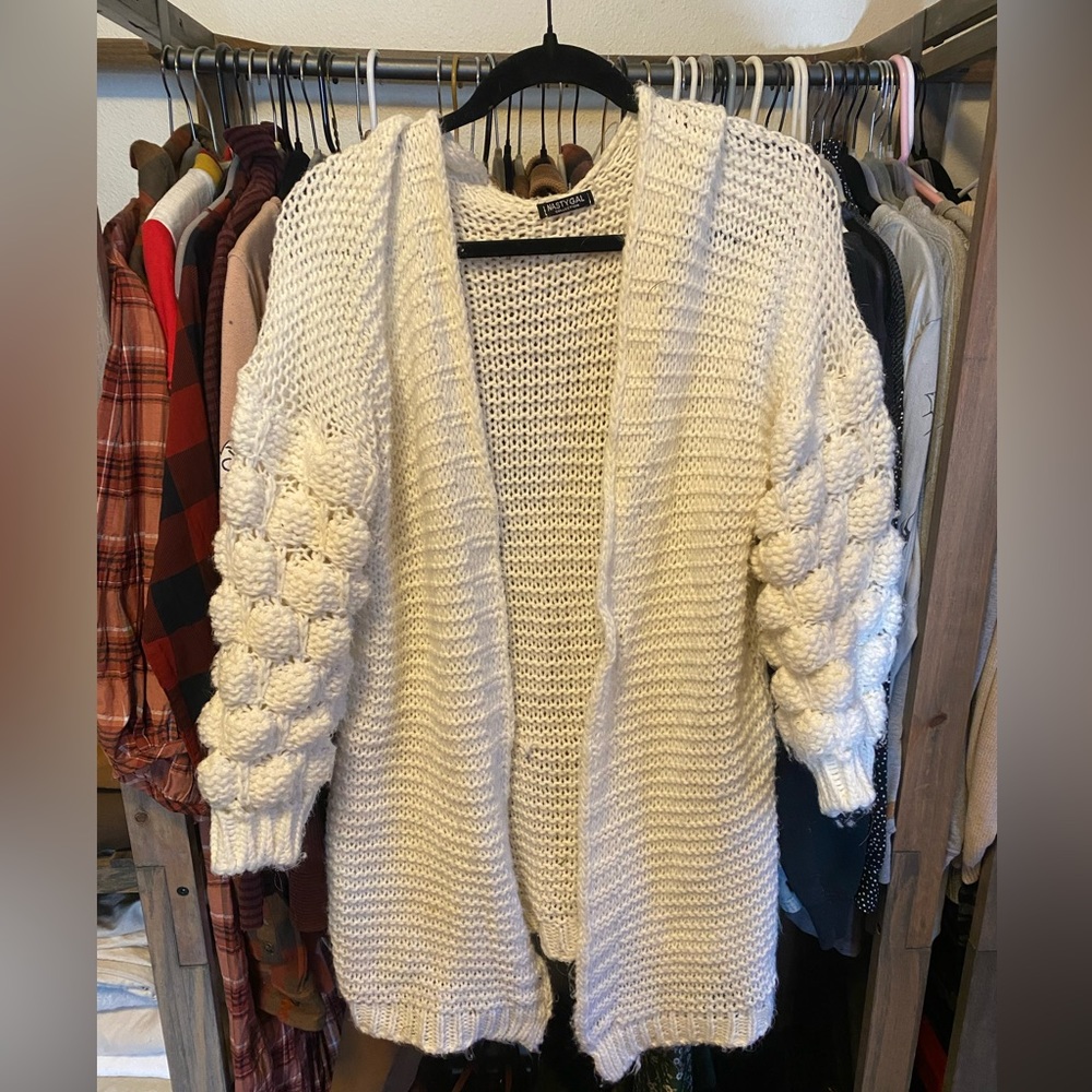 Rare Find! Cream Puff Sleeve Statement Cardigan
